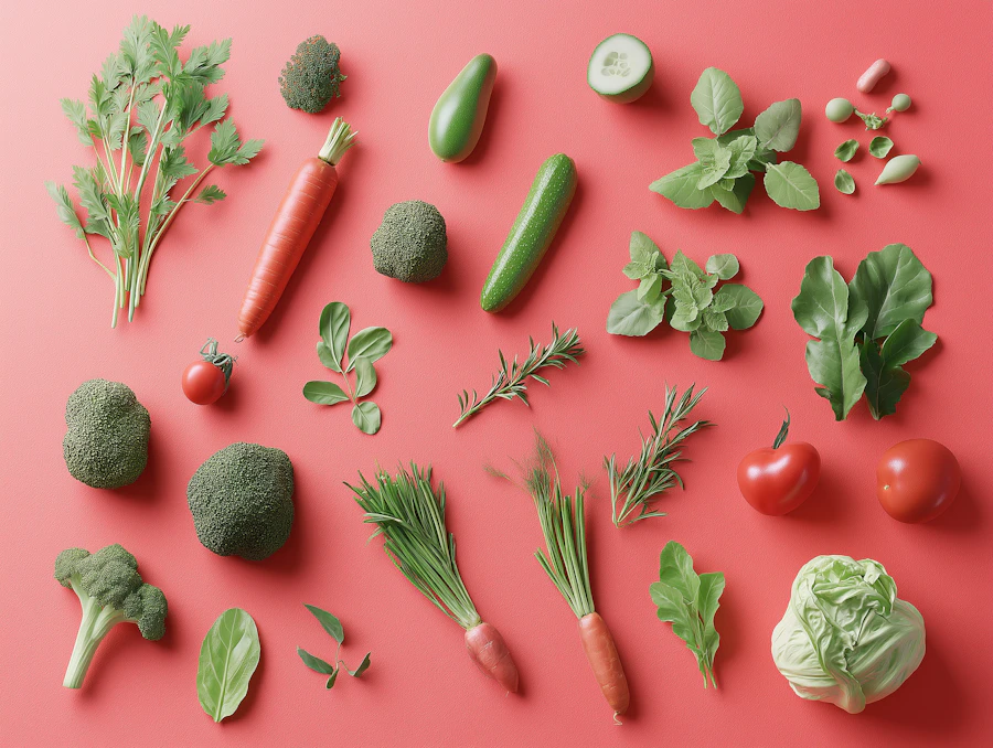 Fresh produce laid out for inspection