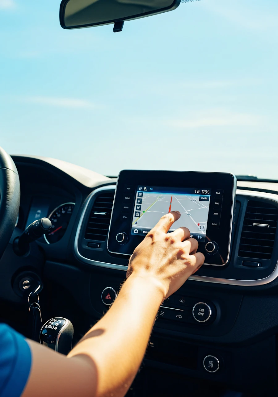 A car dashboard navigation screen