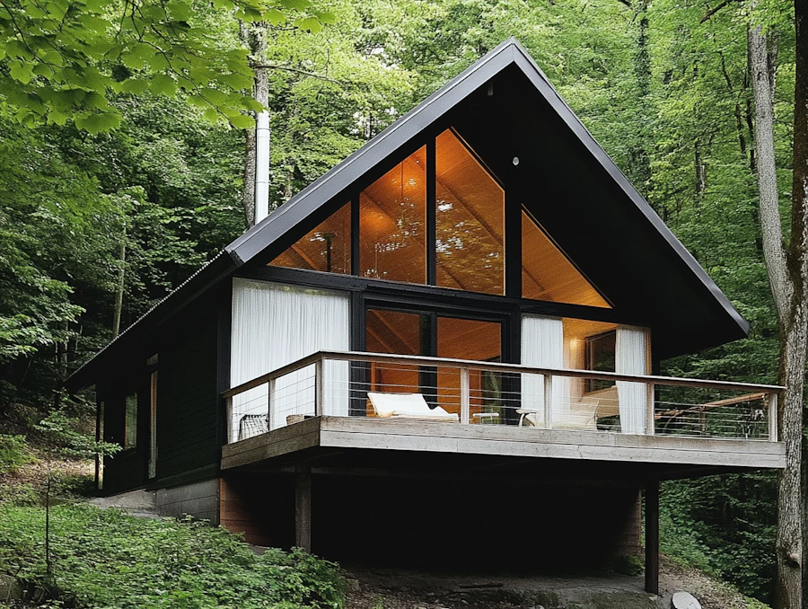 Modern A-frame Cabin in Forest