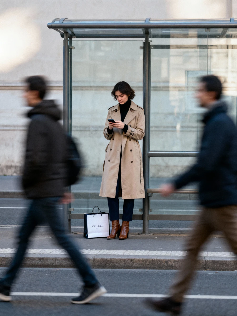 Woman at Bus Stop