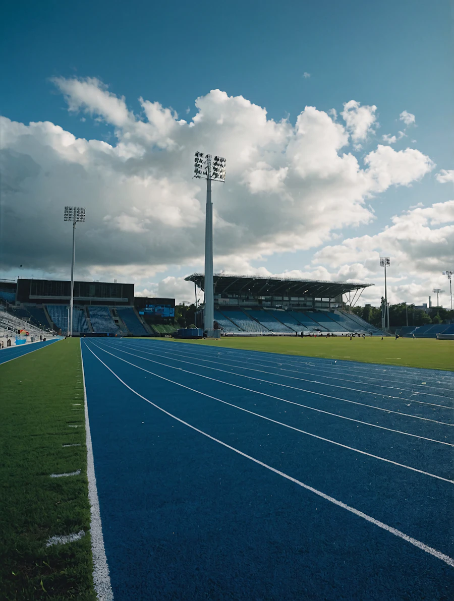 Empty bleacher-style stadium seating
