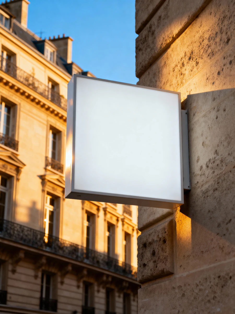 Illuminated Sign on Wall
