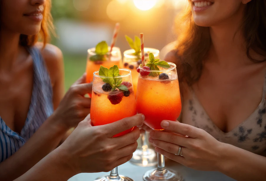 Wauk-Tober attendees toasting drinks downtown